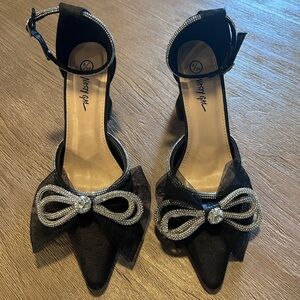 Nasty Gal Rhinestone Bow Heels